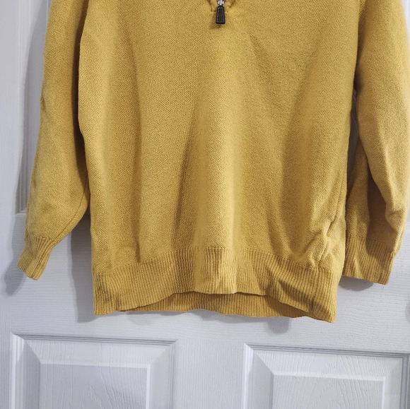 Tailorbyrd yellow 1/4 zip pullover 3/4 sleeve Itallian Marino wool Sweater Med - Picture 4 of 9
